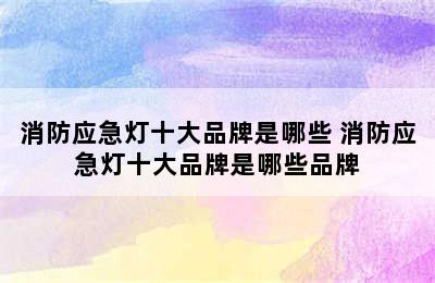 消防应急灯十大品牌是哪些 消防应急灯十大品牌是哪些品牌